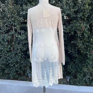 NWT A’reve Romantic Tan Cream Cardigan Duster Fairy Boho Romantic Medium Brown